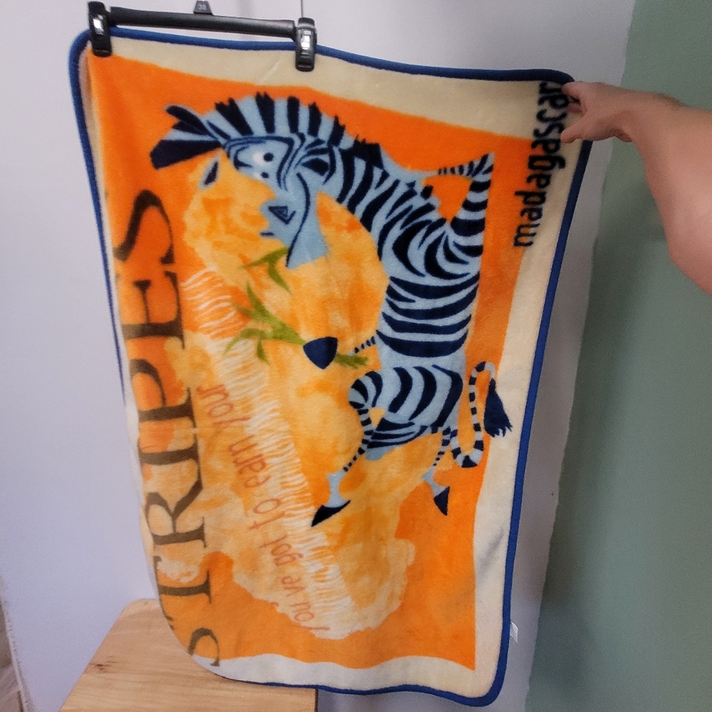 Madagascar Kids Throw Blanket Zebra Marty Stripes 32 X 44